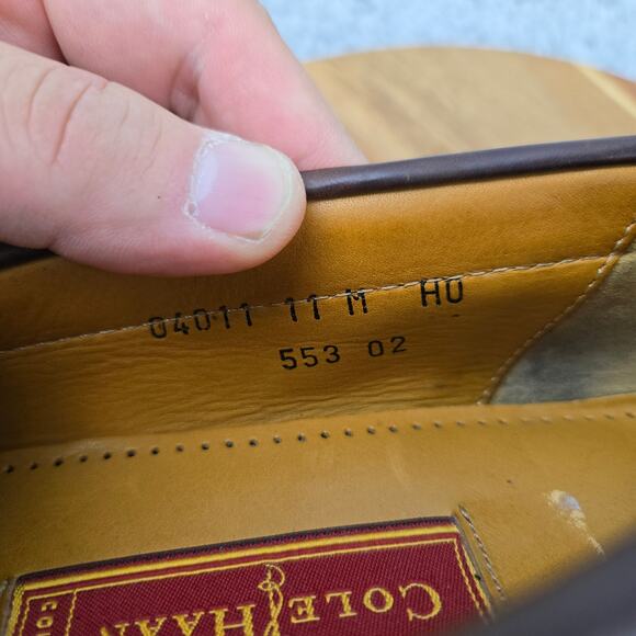 Cole Haan Mens 11M Country Brown Leather Two Tone Tasseled Lug Sole Daily Loafer - Picture 13 of 13